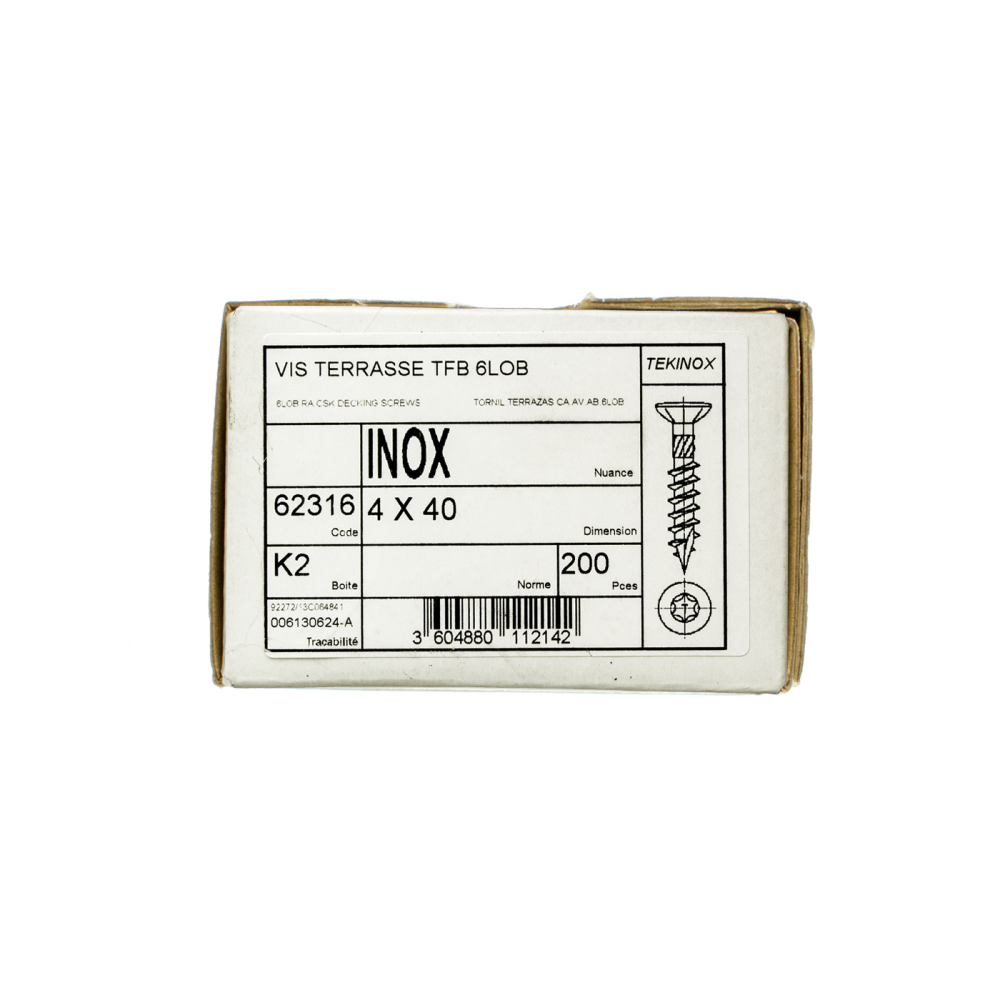 Vis Inox A2 Torx 4/40 pour Clip Plastique (x200, pour 10m2)