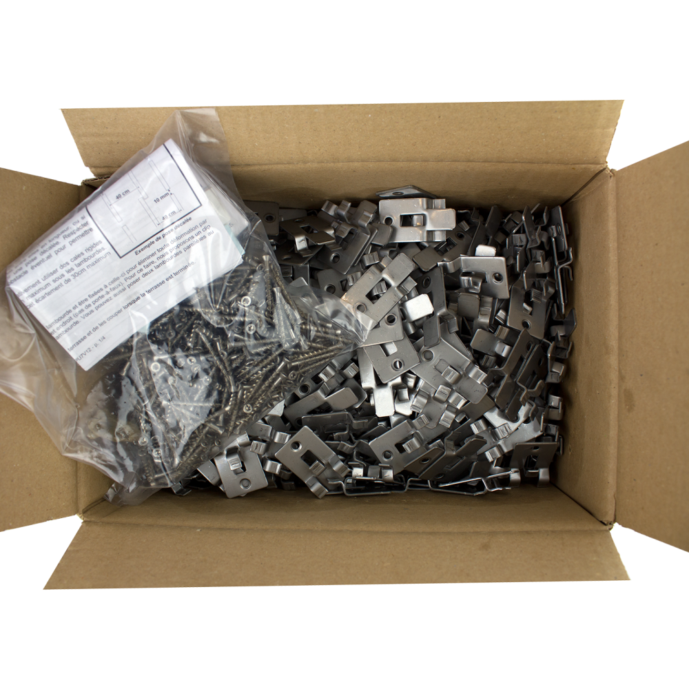 Clip Composite Simple Et Vis Inox - Boîte de 360 pour 20m2