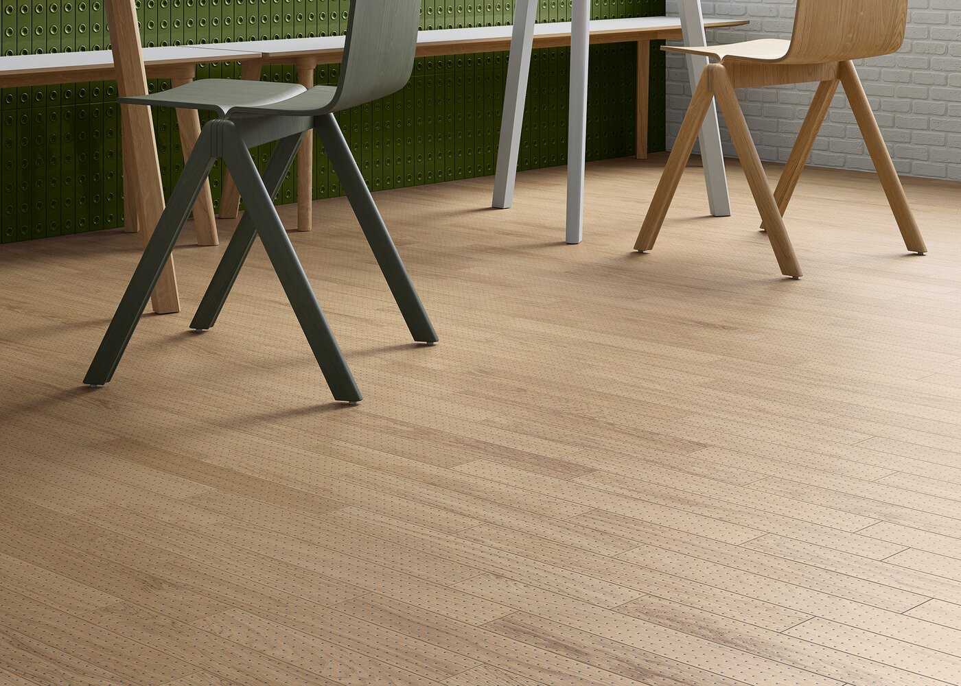 Parquet chêne contrecollé Pico Bois Points Bleus, par Ronan et Erwan Bouroullec 14x70x490