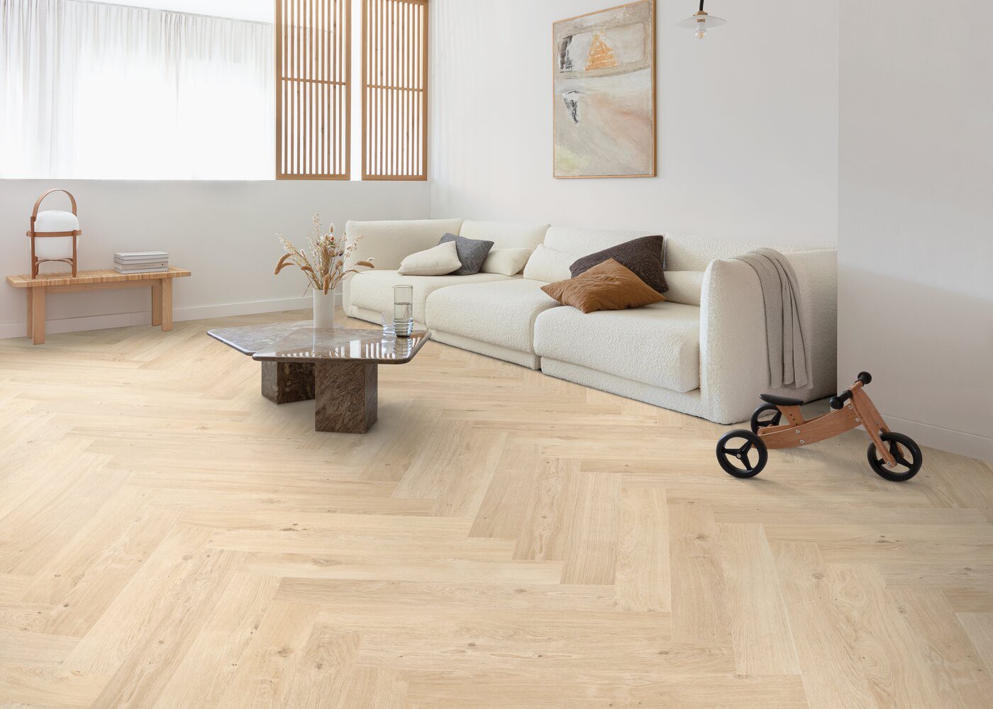 Vinyle rigide Chêne Hirame Bâton rompu passage commercial 4.5x125x750