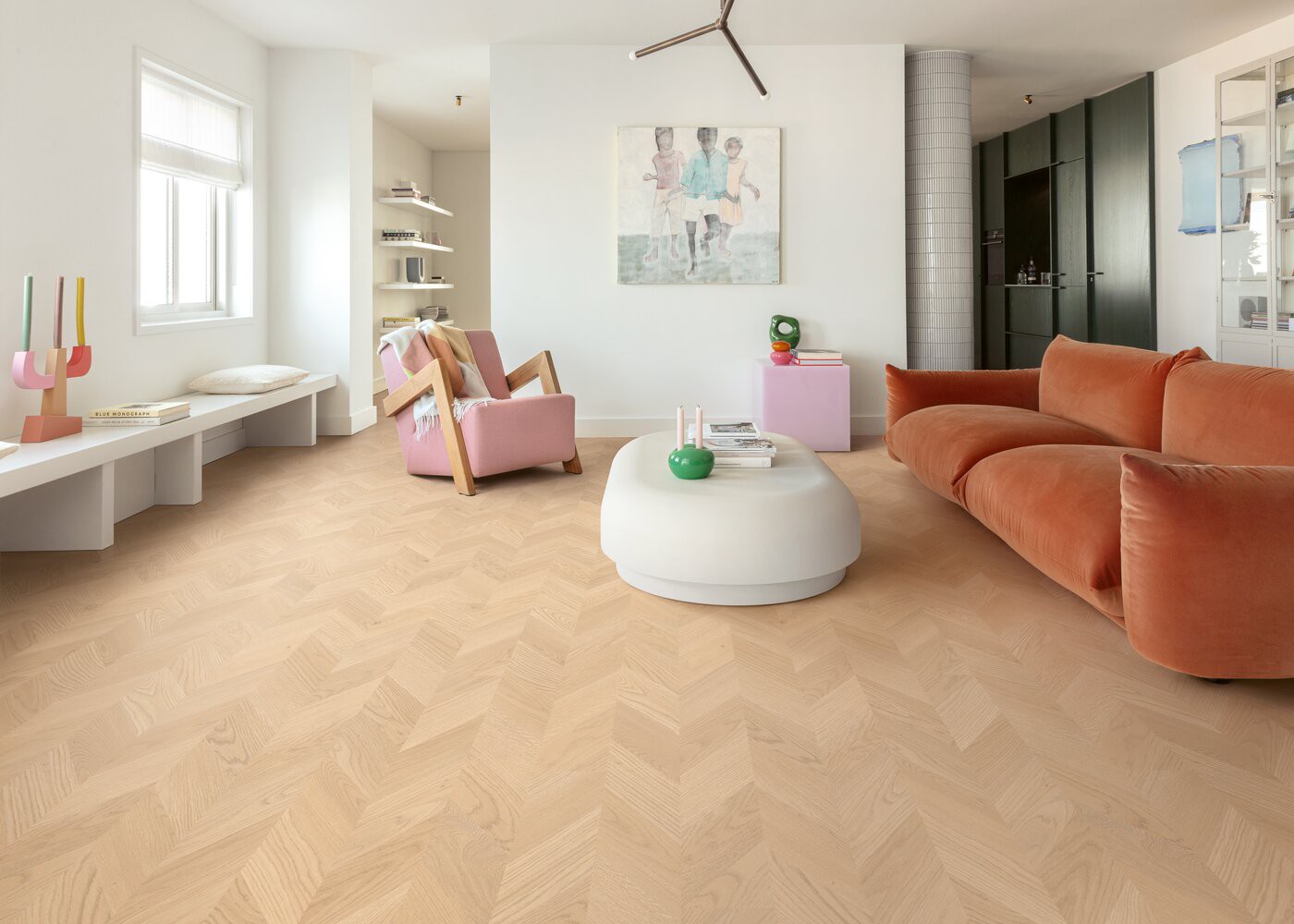 Vinyle rigide Chêne passage commercial Point de Hongrie Chêne Gizeh 4.5x123x1524