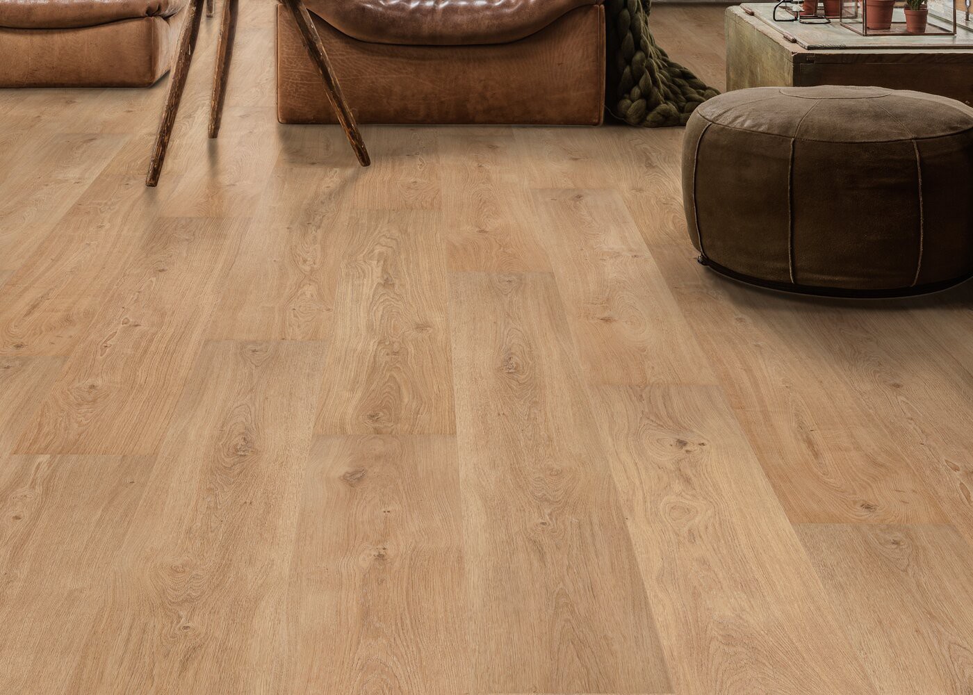 Vinyle rigide Chêne Cognac passage commercial 4.5x225x1524