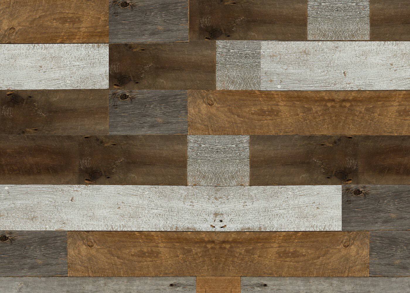 Bardage Monolame Bois Us Petit Patchwork Campagne Vieilli Gris/Marron/Blanc