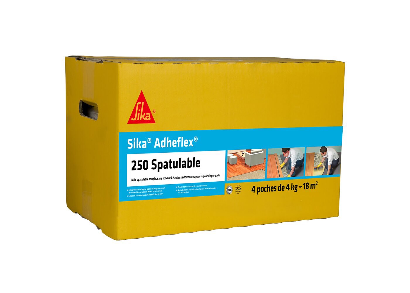 Colle spatulable Adheflex 250 polym&egrave;re hybride EC1 A+ pour parquet 14 &agrave; 23mm largeur 200 mm maximum