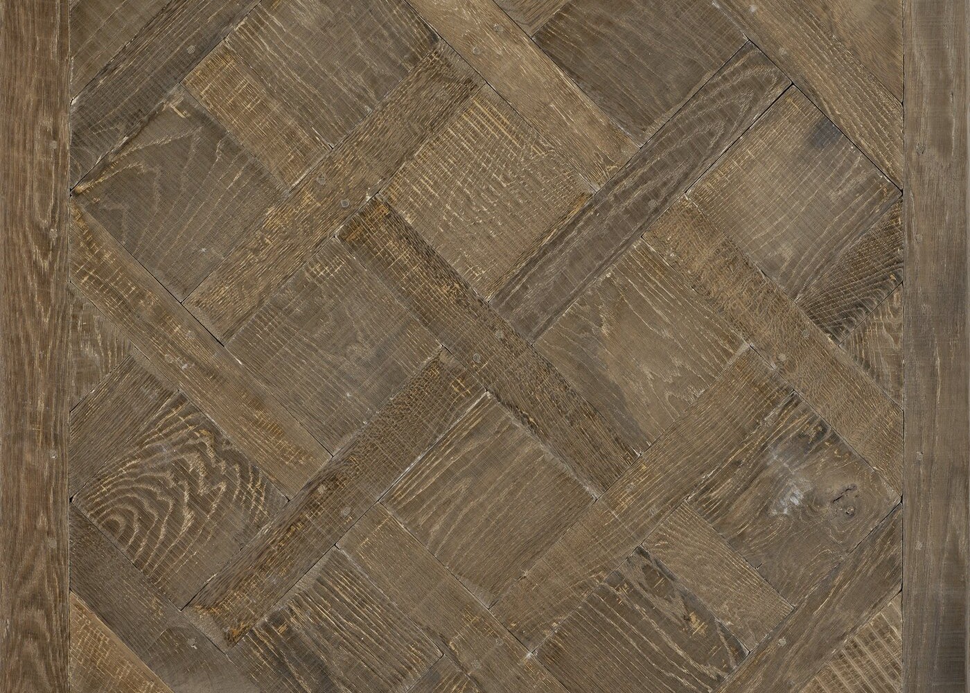 Lot 03V - 51 dalles Versailles + 102 navettes en chêne massif rives abimées élégance vieilli huile aqua Houlgate - fsc - 60 m2 - 20x1020x1020