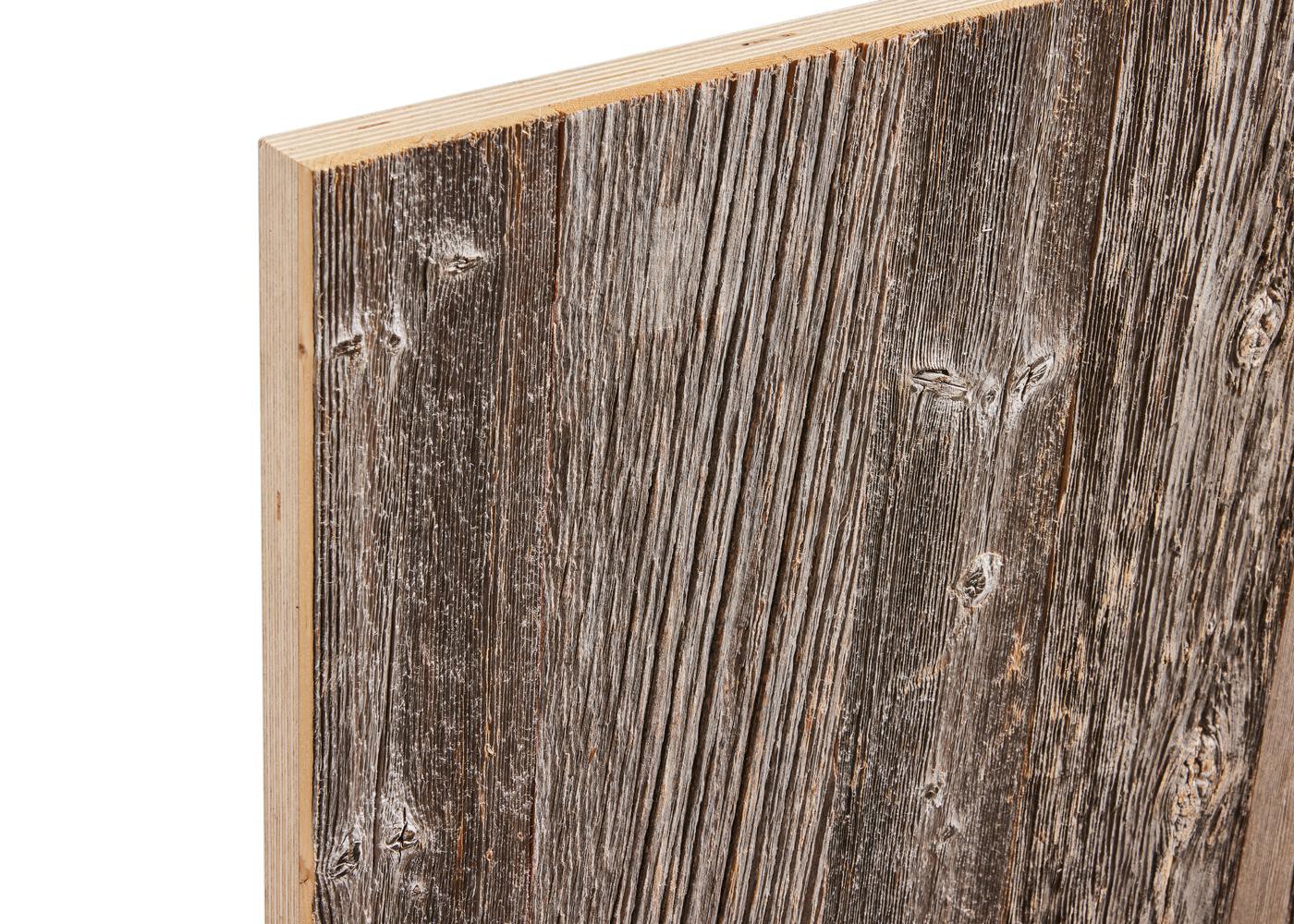 Panneau 3 plis en vieux bois Gris brut 1 face plaquée 26x1250x3000