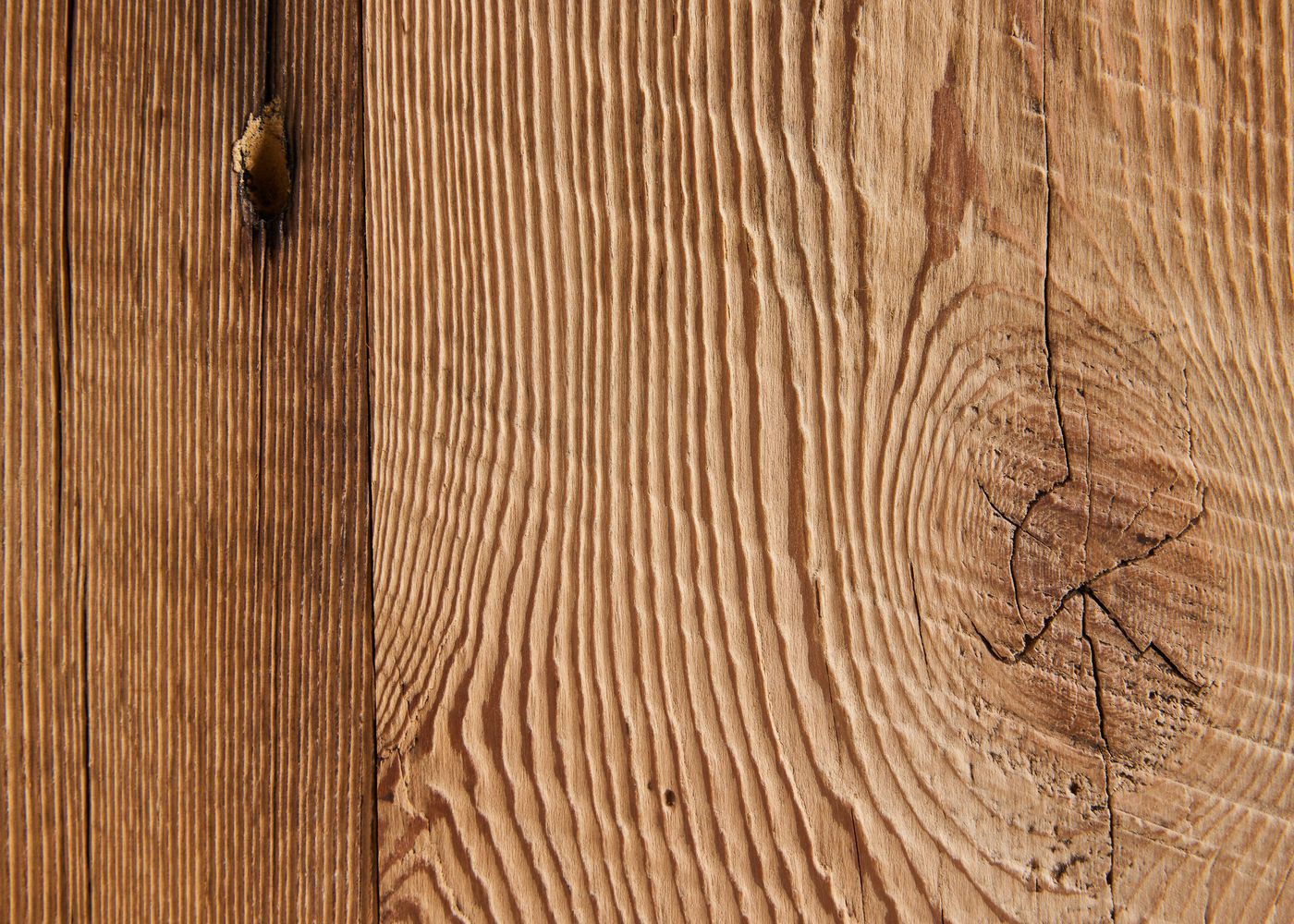Panneau 3 plis en vieux bois Marron brossé brut 1 face plaquée 26x1250x3000