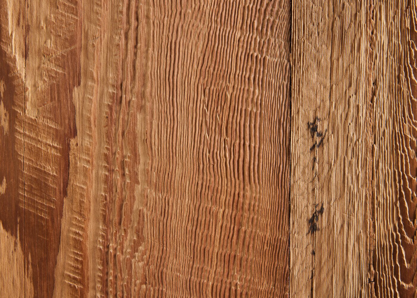 Panneau 3 plis en vieux bois Marron bross&eacute; brut 2 faces plaqu&eacute;es 31x1250x3000