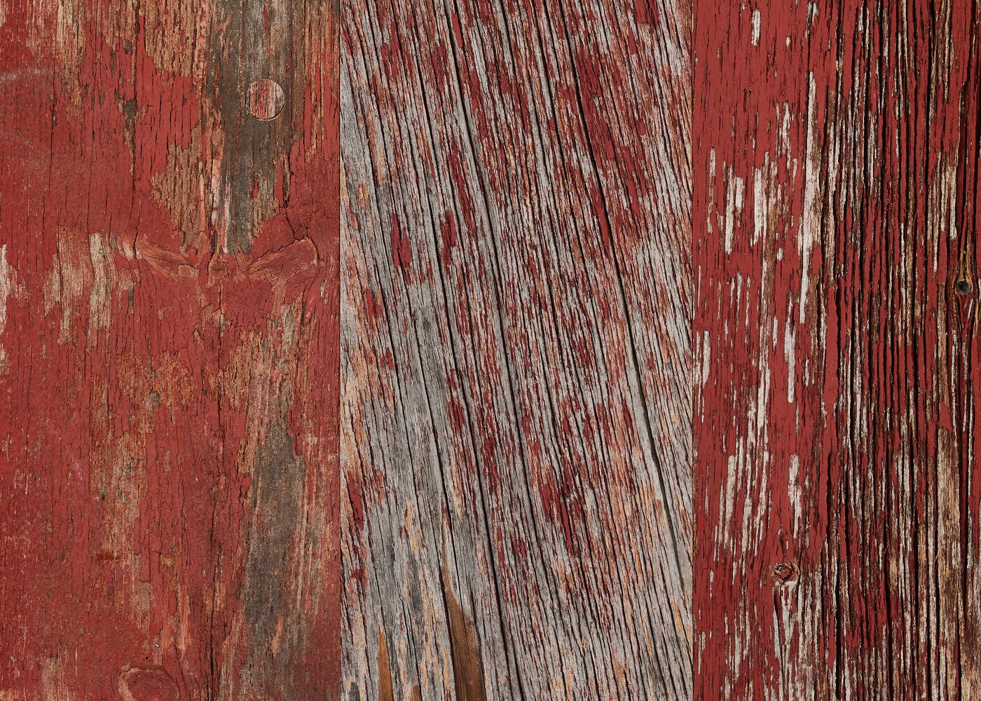 Panneau 3 plis en vieux bois Rouge brut 1 face plaqu&eacute;e 26x1250x3000