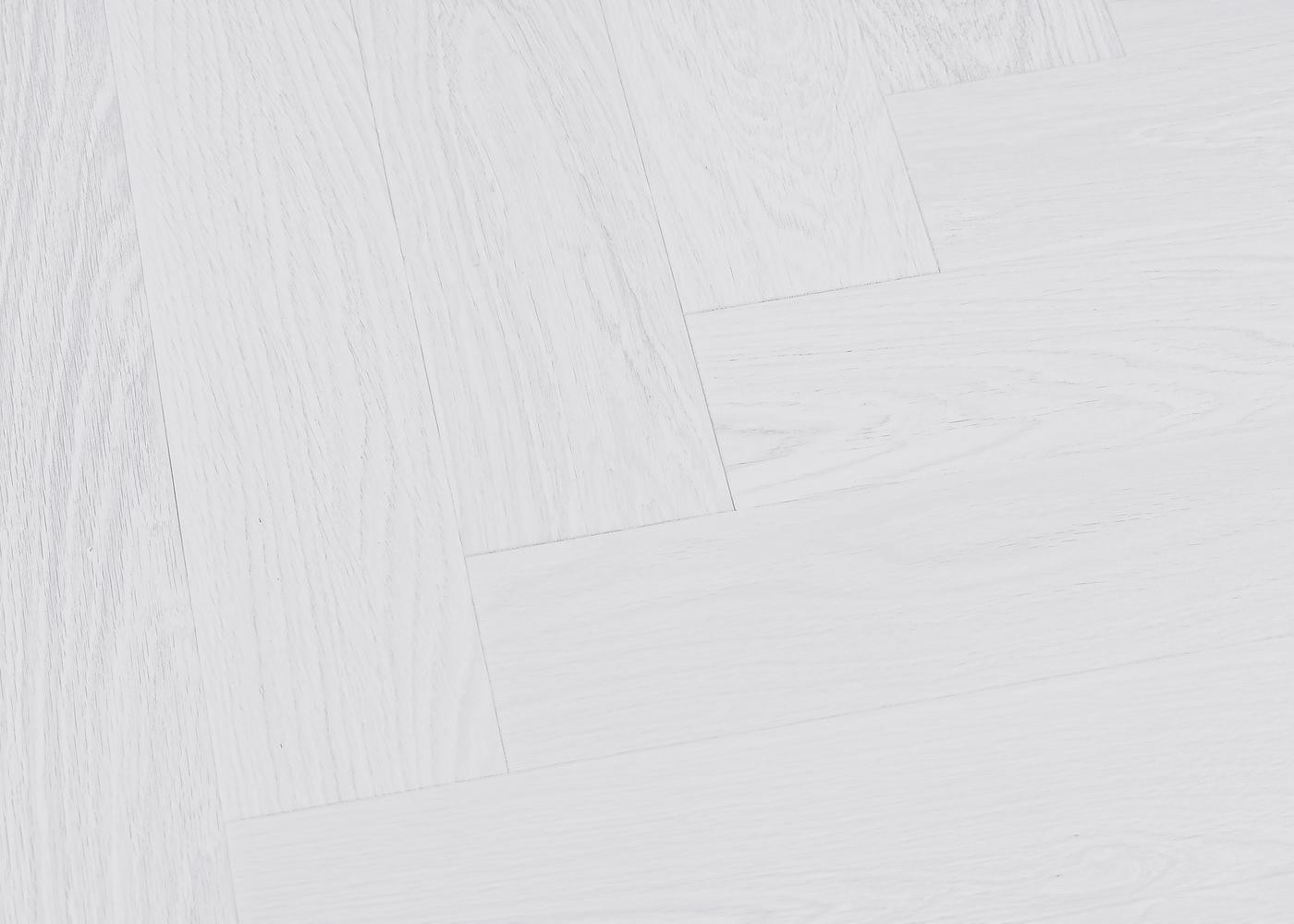Parquet chêne contrecollé BLANC COUVRANT vernis mat Bâton rompu Elégance 15x100x600