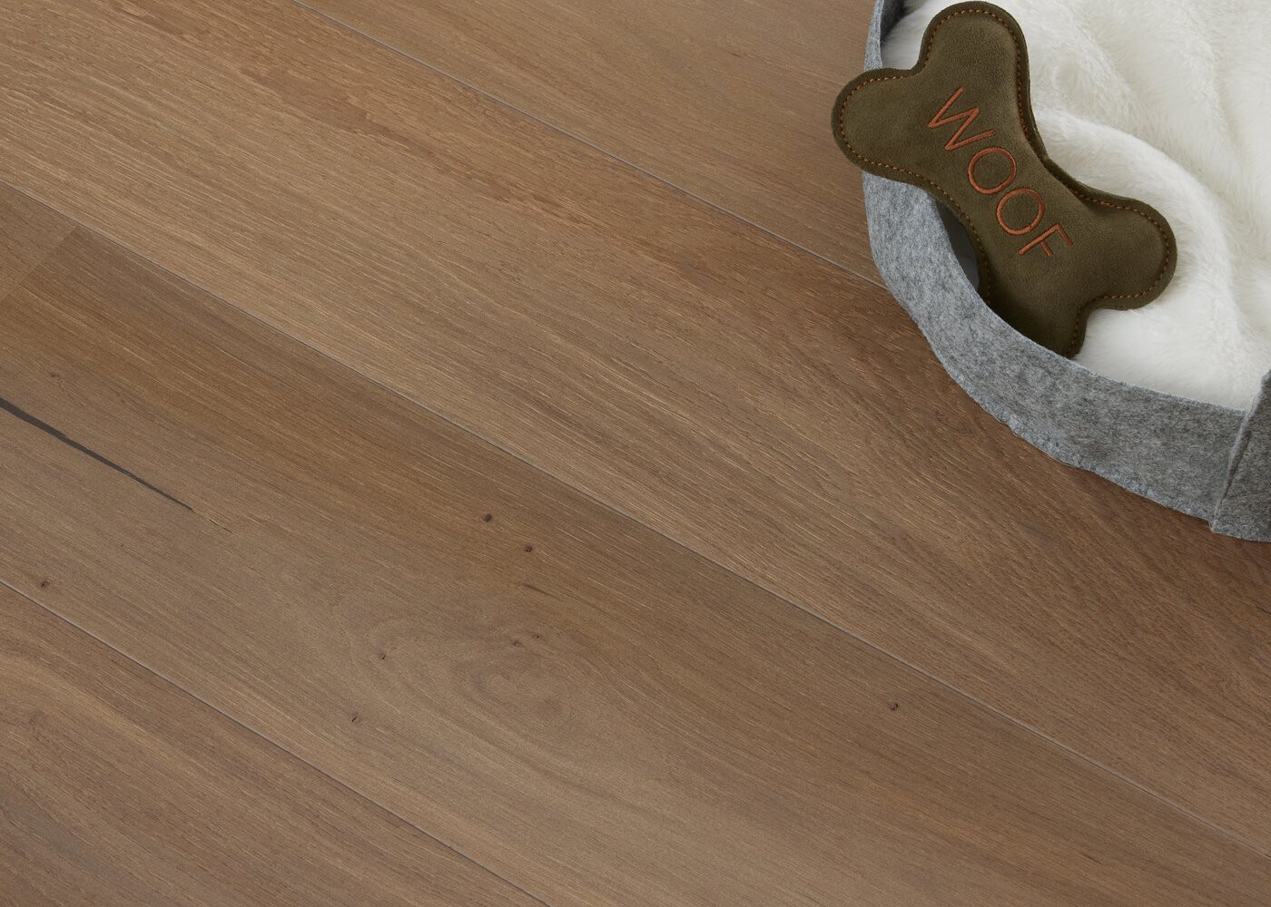 Parquet chêne contrecollé Go2 Click 5g (noeuds de 25 à 40 mm, tolérance d'aubier rare) , vernis UV brossé extra mat Montevideo 14x187x1980