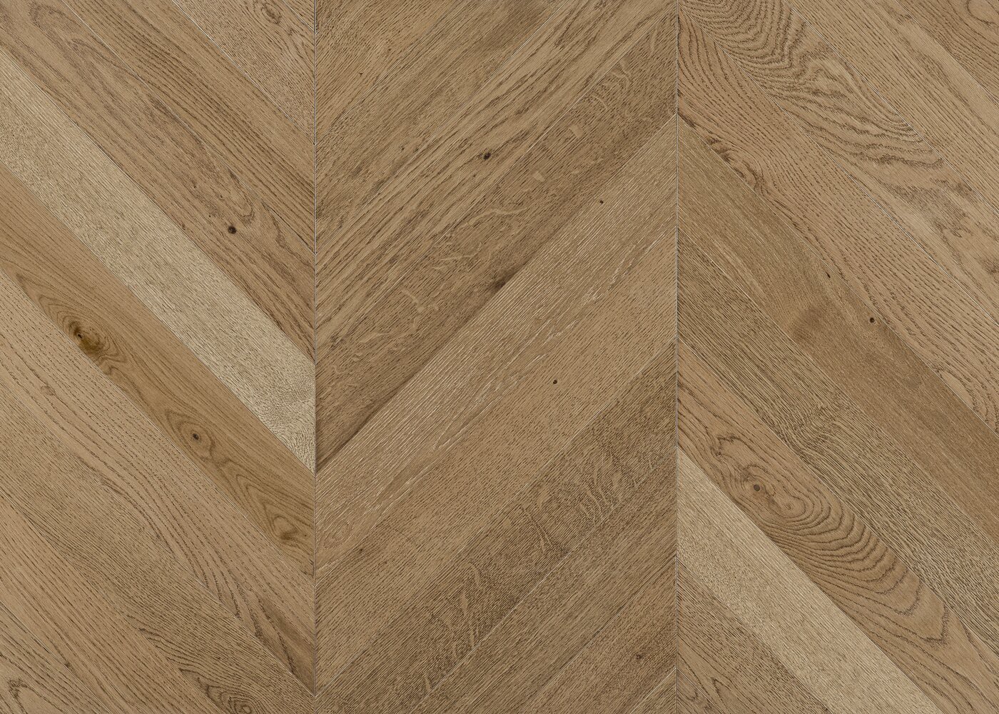 Parquet chêne contrecollé NORWICH Point de Hongrie brossé vernis mat Elégance support HDF angle 45° 12x92x600