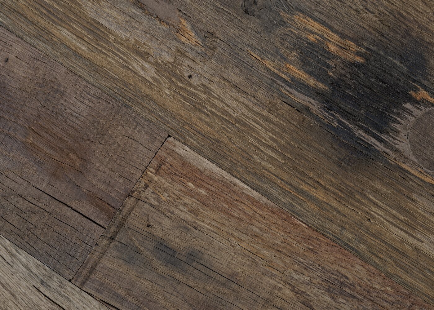 Plancher chêne contrecollé vieux fond de wagon Matière Brut ANVERS 18x120-210x500-1500