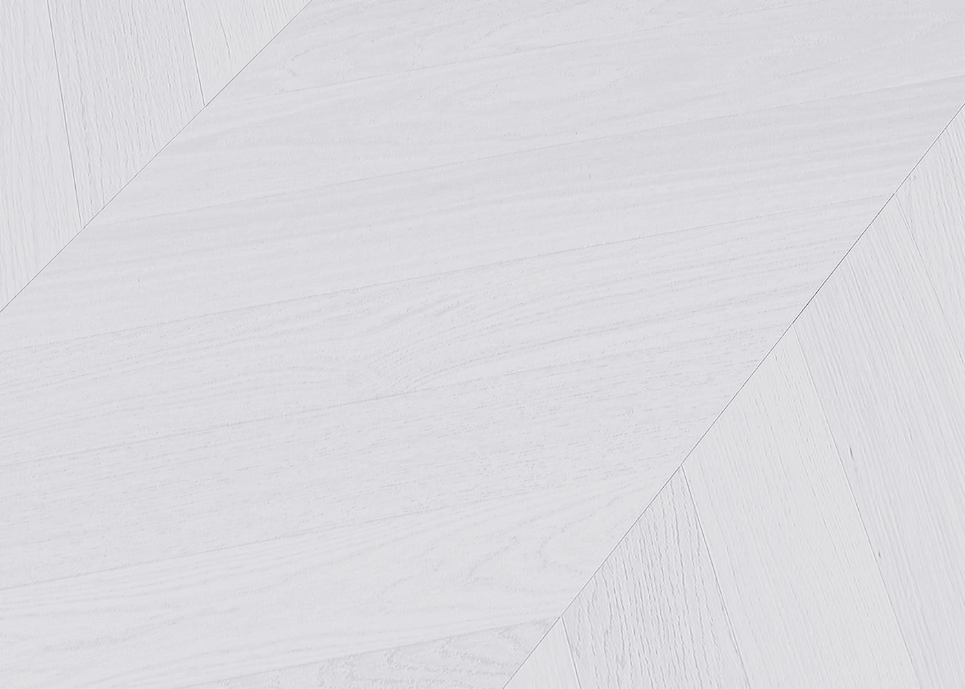 Parquet chêne contrecollé BLANC COUVRANT vernis mat Point de Hongrie 45° Elégance 15x100x600 (PàT)