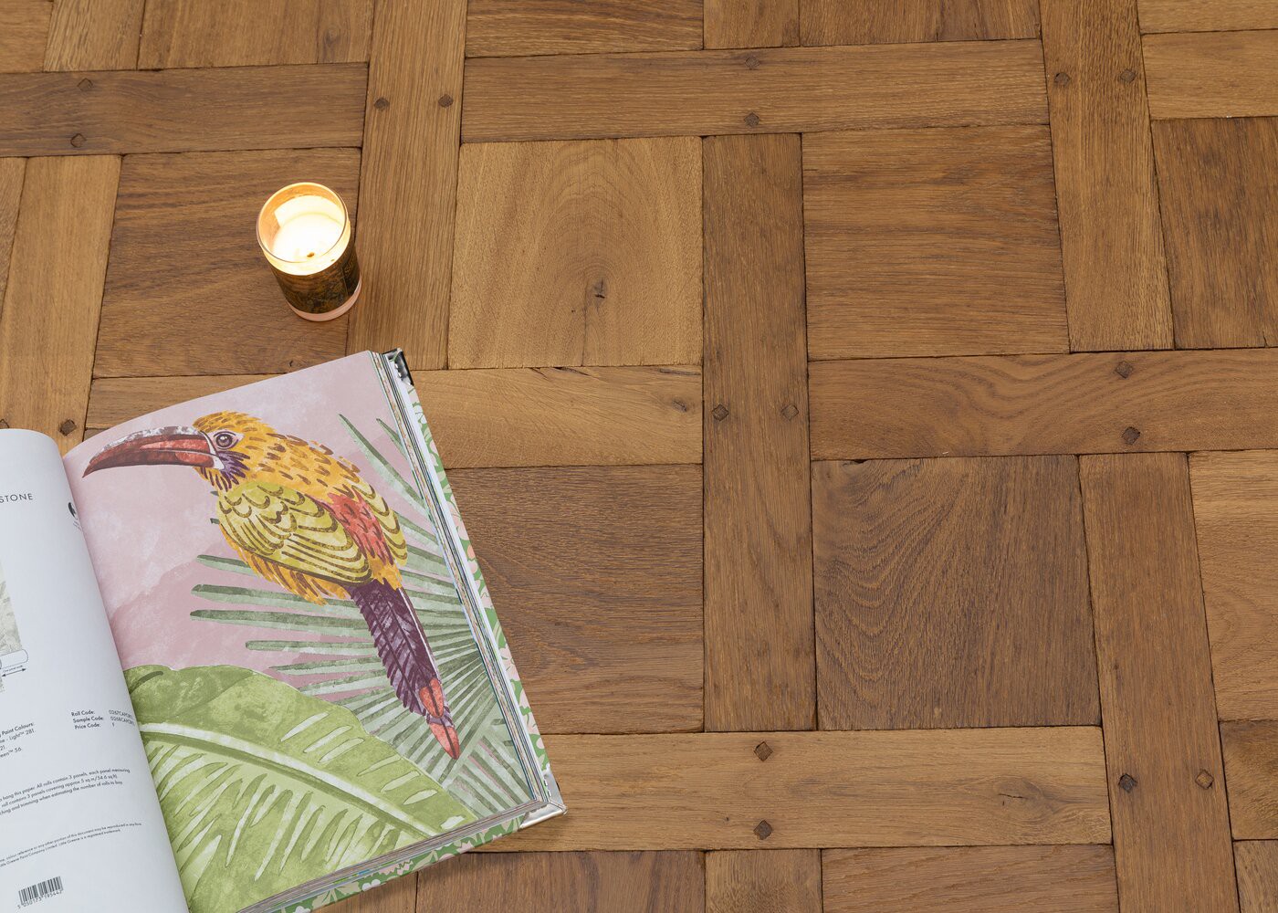 Parquet ch&ecirc;ne contrecoll&eacute; EDIMBOURG vieilli Versailles sans cadre huile cire 15mm et carr&eacute;s de 160 & navettes de 65x390