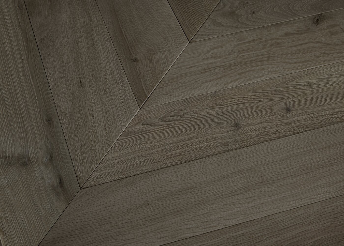 Parquet ch&ecirc;ne contrecoll&eacute; JERSEY bross&eacute; Point de Hongrie 45&deg; huile aqua 15x120x650 (P&agrave;T)