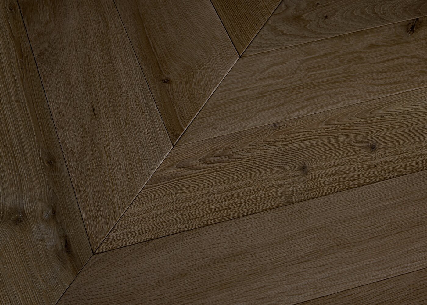 Parquet chêne contrecollé OXFORD brossé Point de Hongrie 45° huile aqua 15x120x650 (PàT)