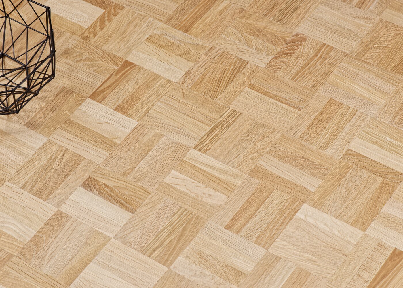 Parquet ch&ecirc;ne massif Damier brut Premier 5 lames de 120 mm/carr&eacute;, dalle de 480x480