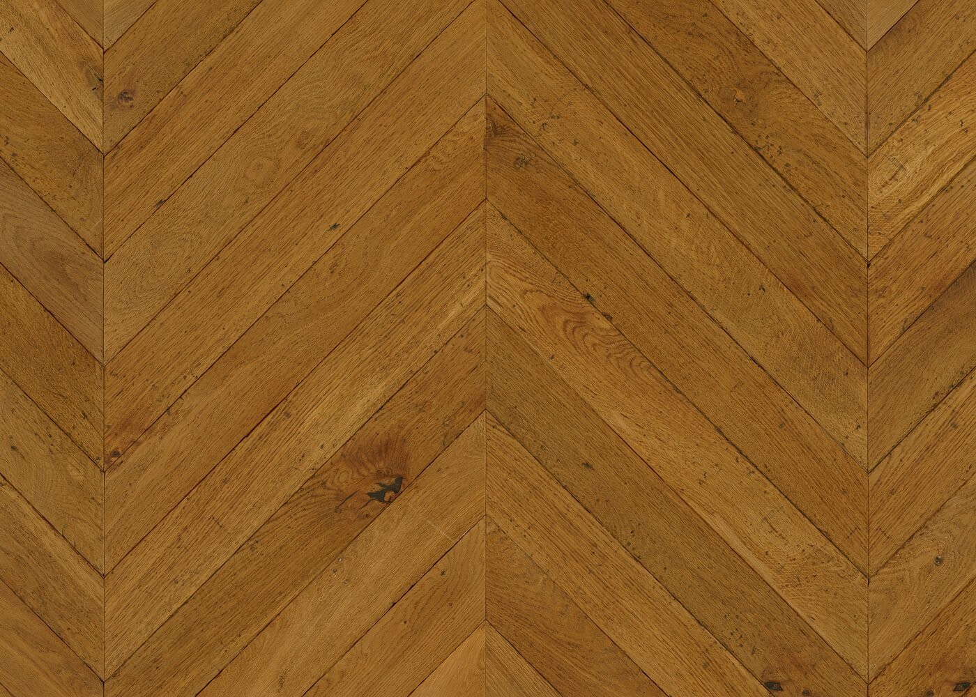 Parquet ch&ecirc;ne massif SIDNEY Point de Hongrie El&eacute;gance vieilli tr&egrave;s accentu&eacute; huile cire 14x110x600 45&deg;