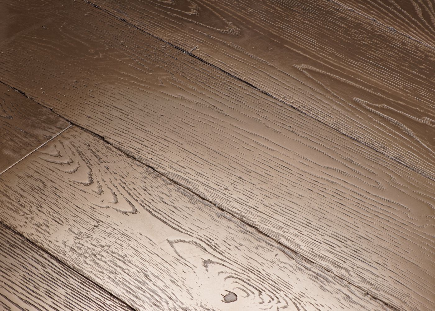 Parquet chêne contrecollé G2 Métal BRONZE PEFC brossé vieilli 15x160x1200-2300