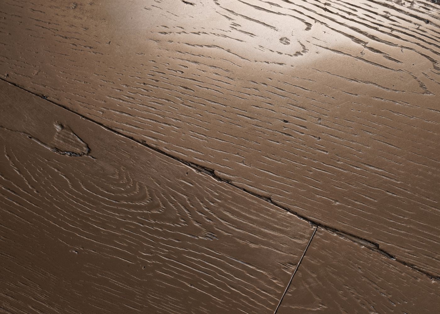 Parquet chêne contrecollé G2 Métal BRONZE PEFC brossé vieilli 15x160x1200-2300