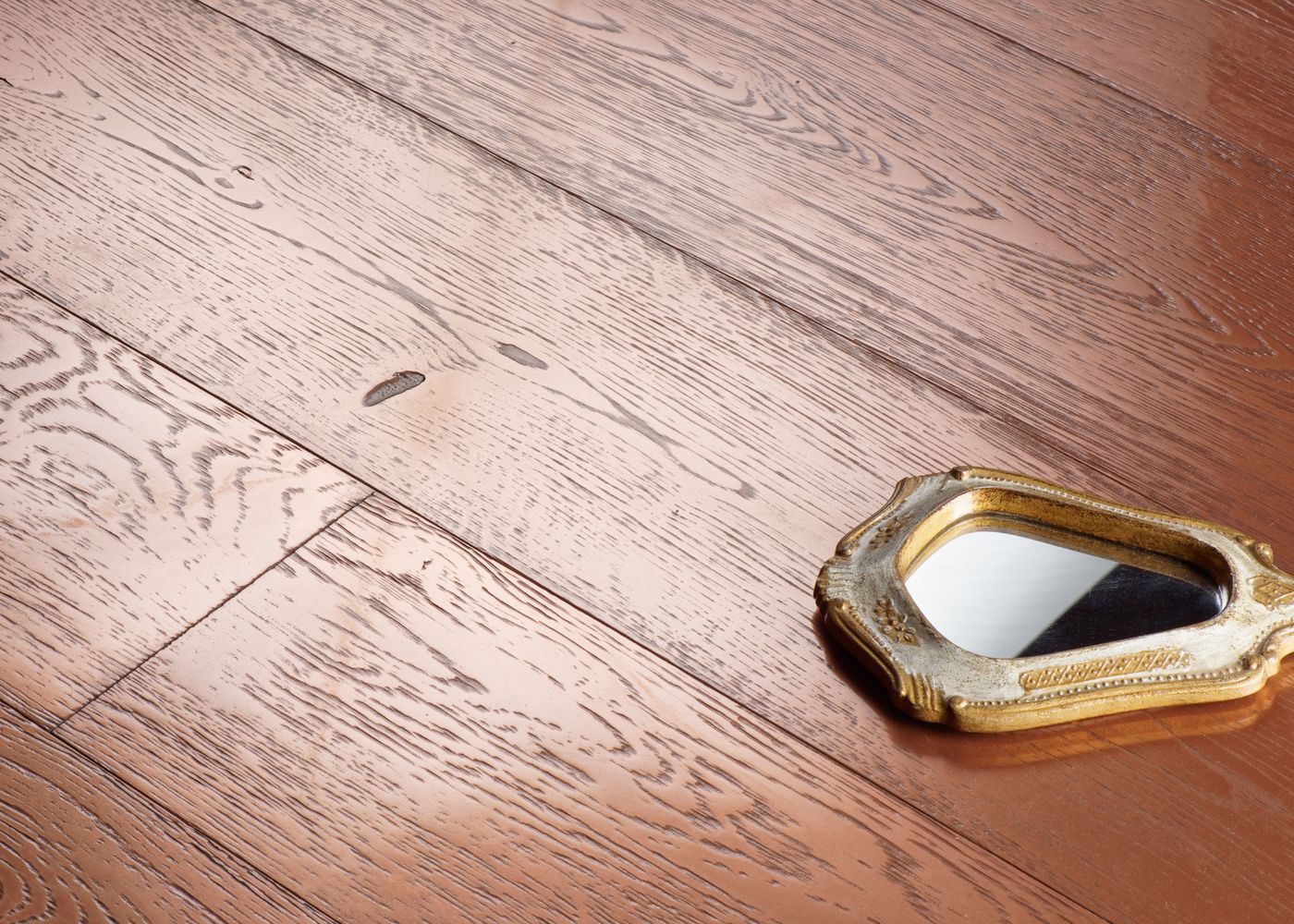 Parquet chêne contrecollé G2 Métal CUIVRE PEFC brossé 15x160x1200-2300