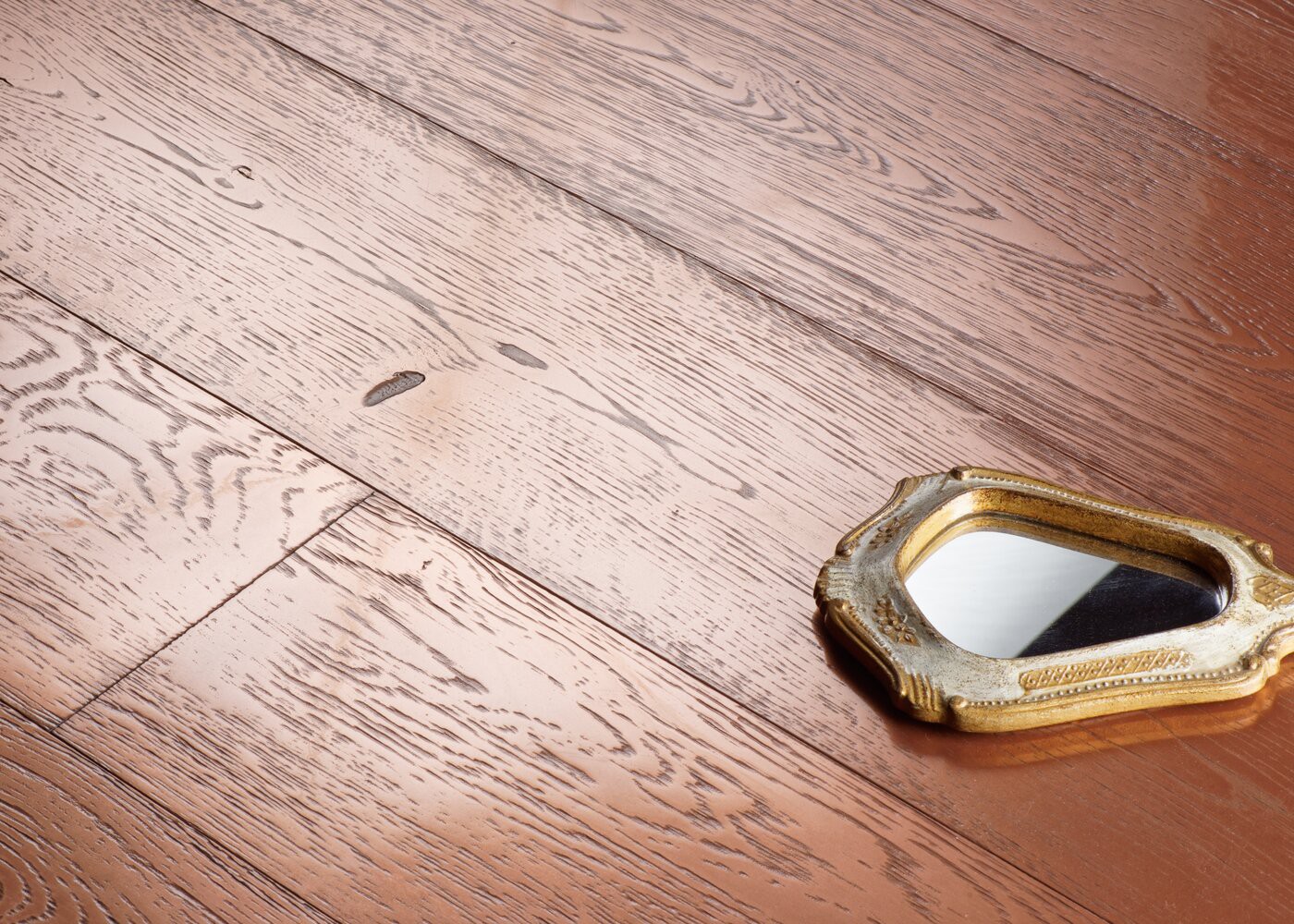 Parquet chêne contrecollé G2 Métal CUIVRE brossé vieilli 15x160x1200-2300