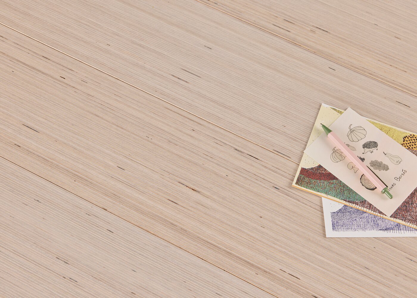 Parquet bouleau contrecollé Kaolin Blanchi 14x190x2480