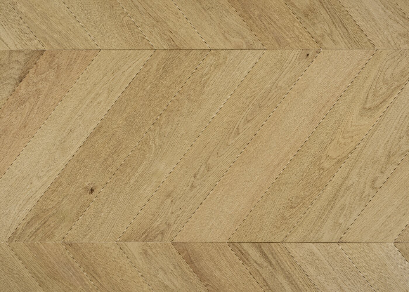 Parquet chêne contrecollé WAGRAM Point de Hongrie brossé huile UV Elégance support HDF angle 45° 12x92x600