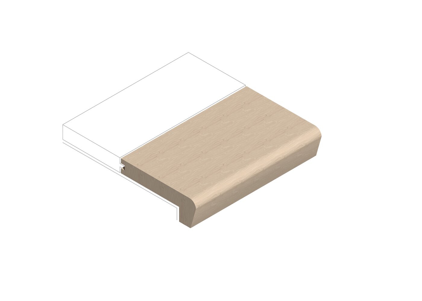 Nez de marche ch&ecirc;ne massif brut 22x50x2000