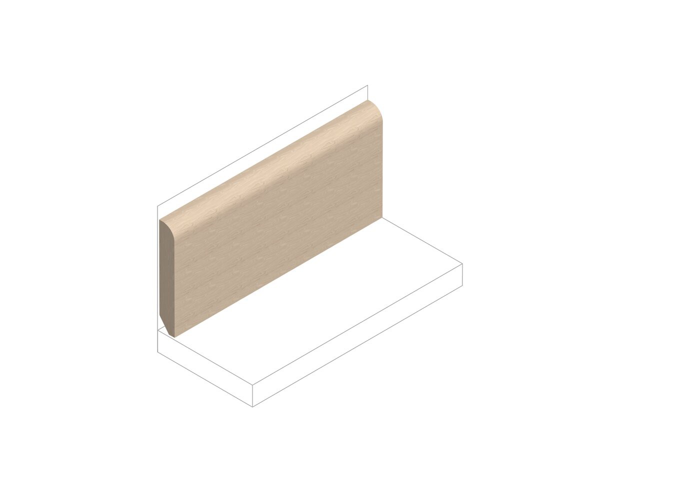 Plinthe en ch&ecirc;ne massif brut bords arrondis 15x80x2000