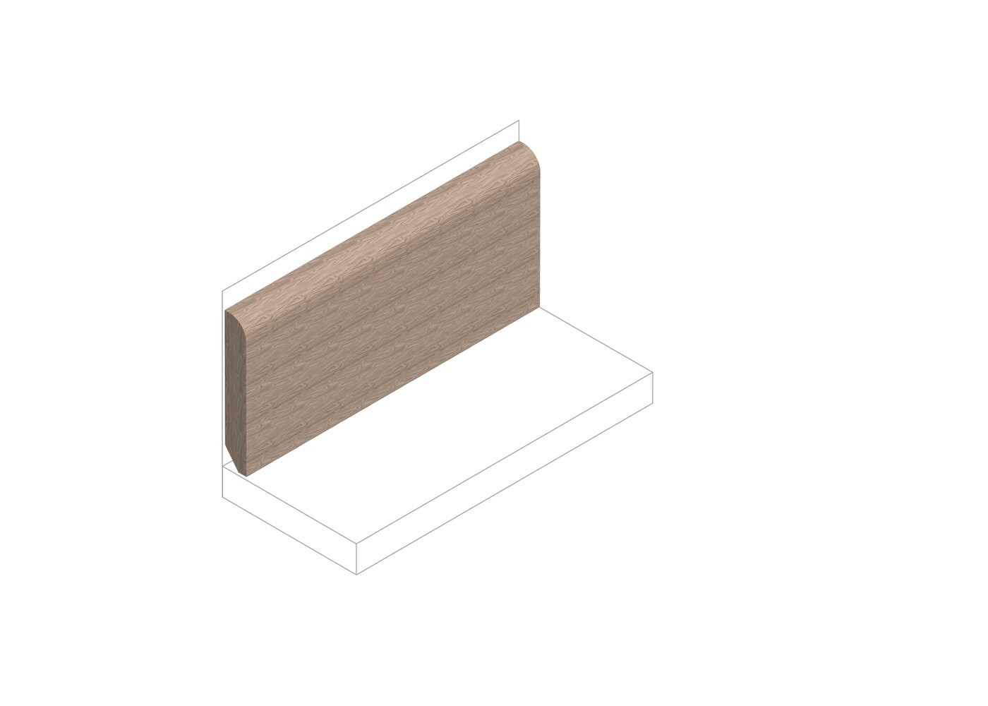 Plinthe massive teck brut bord arrondi 11x95x1700