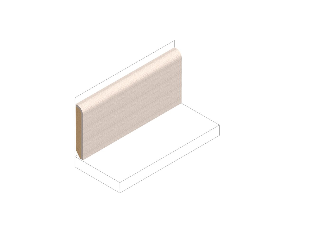 Plinthe MDF replaqu&eacute; ch&ecirc;ne vernis mat blanchi 13x80x2200