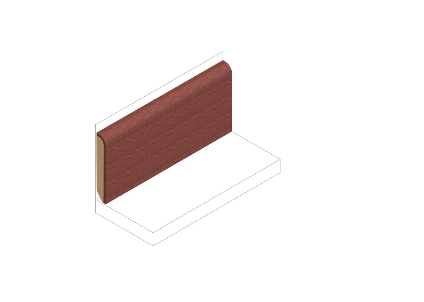 Plinthe MDF replaqu&eacute; Acajou verni satin&eacute; 13x80x2200