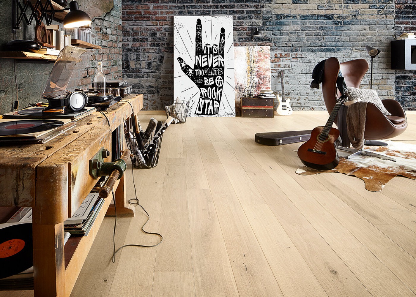 Parquet chêne contrecollé PALERME brossé huile UV Matière Click Unifit-X support HDF 14x148x1185