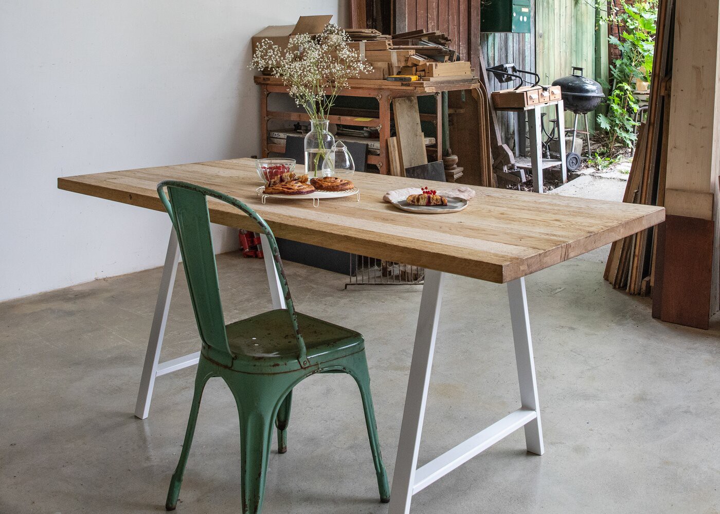 Pied De Table Duncan Acier Peinture Epoxy Blanc Mat 60x700x700