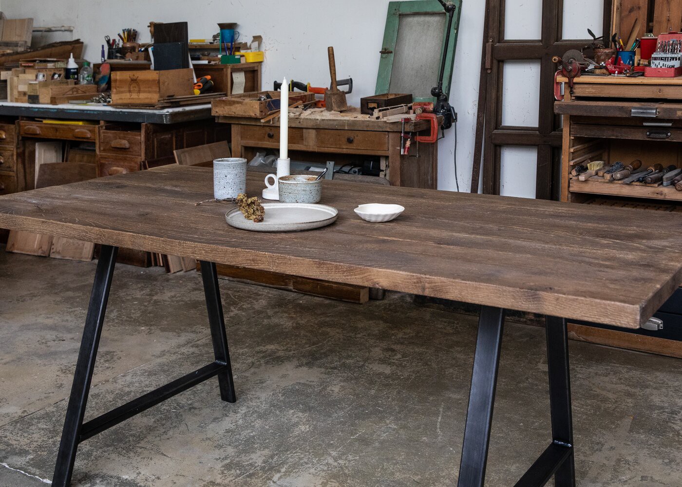 Pied De Table DUNCAN Acier D&eacute;graiss&eacute; Brut 60x700x700