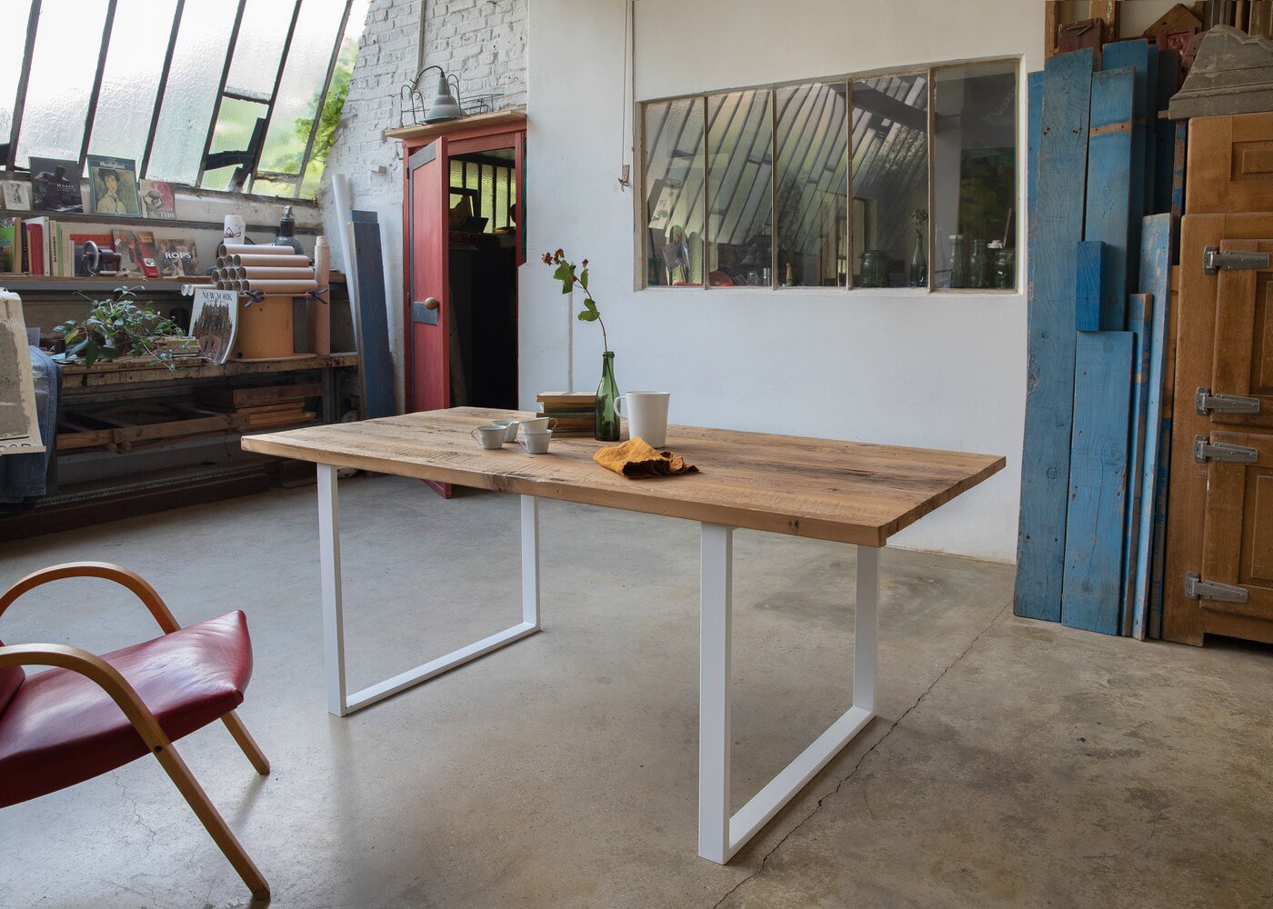 Pied De Table Delta Light Acier Peinture Epoxy Blanc Mat Ral 60x800x700