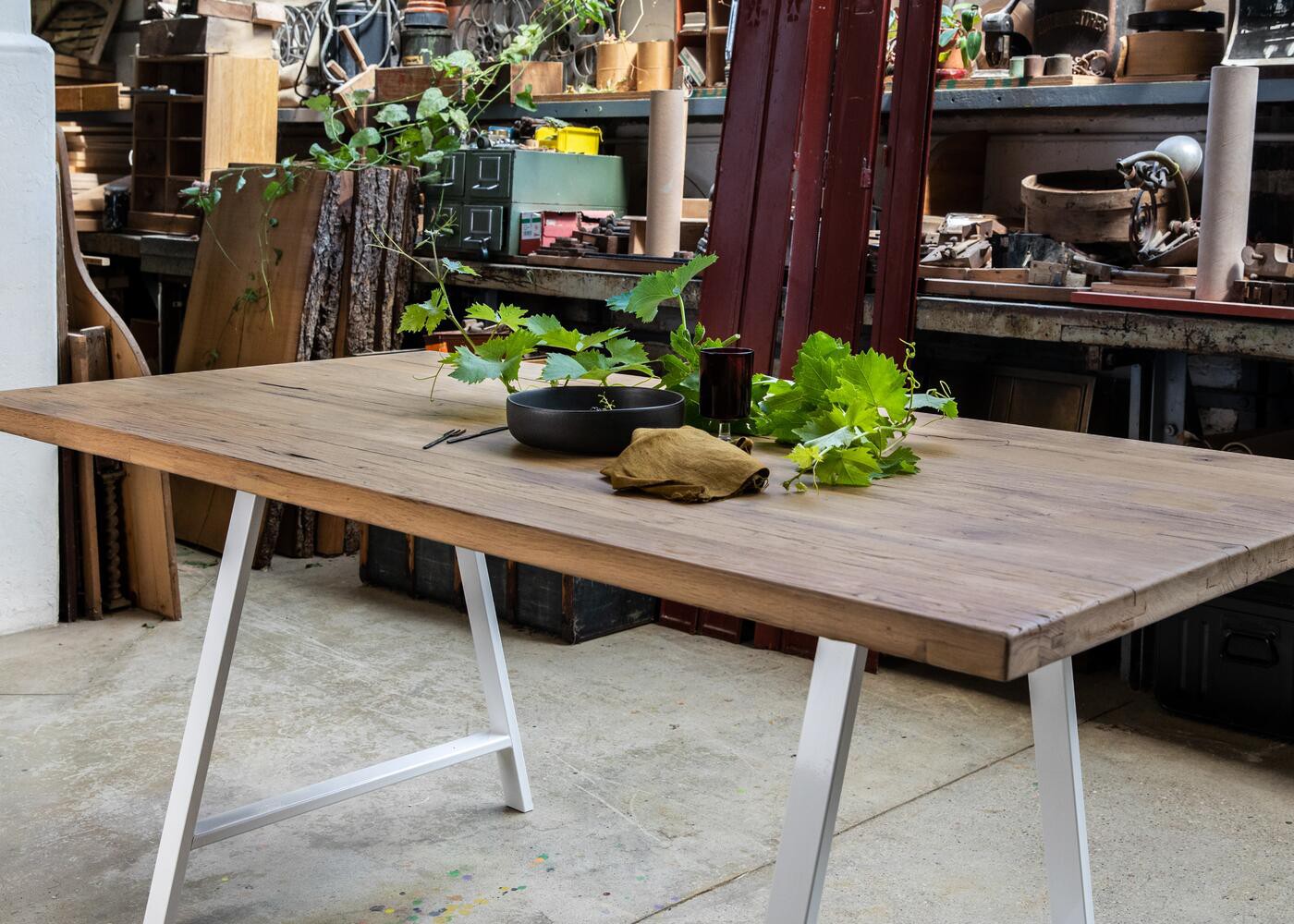 Pied De Table Duncan Acier Peinture Epoxy Blanc Mat 60x700x700