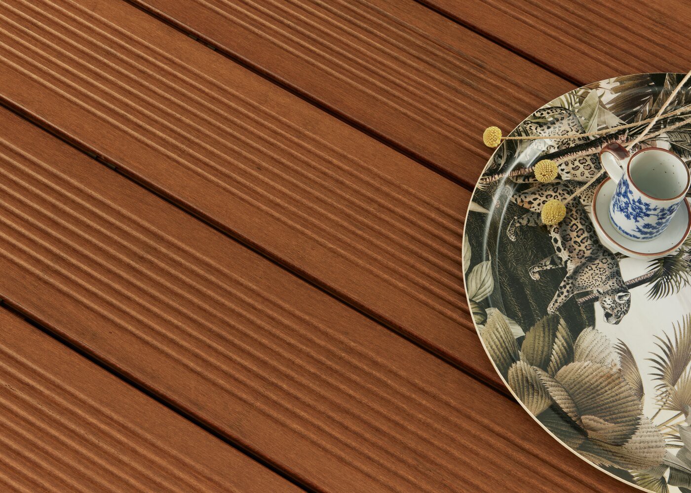 Terrasse Bambou thermochauffé teinte Noisette fixation invisible réversible 20x140x1850