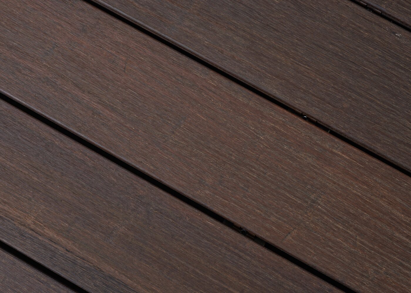 Terrasse Bambou thermochauffé teinte Wengé fixation invisible réversible 20x140x1850