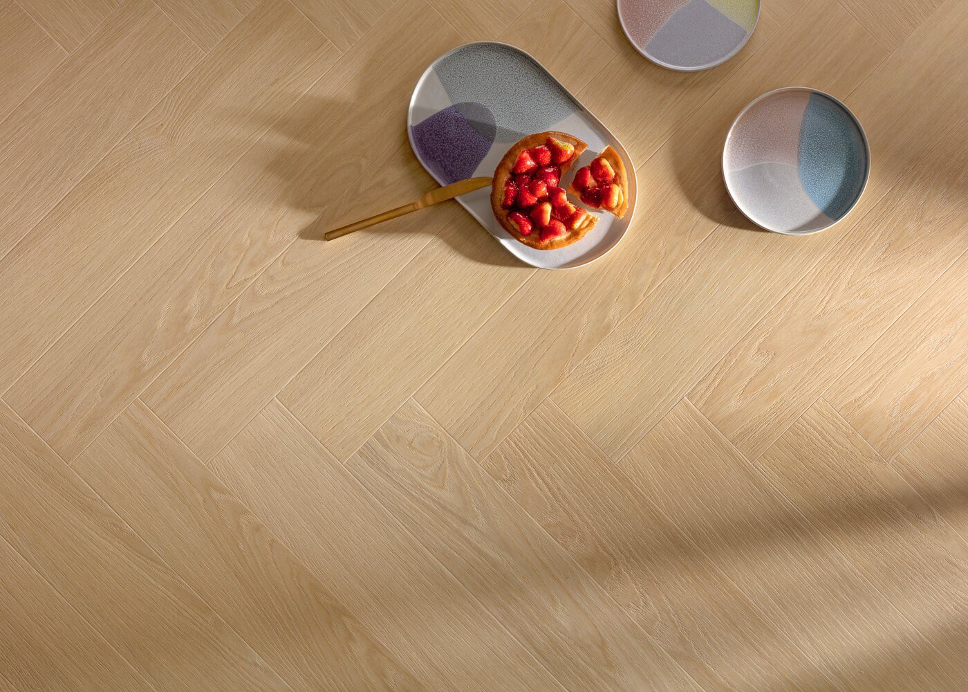 Vinyle rigide Ch&ecirc;ne Uni B&acirc;ton rompu passage commercial 4.5x125x750