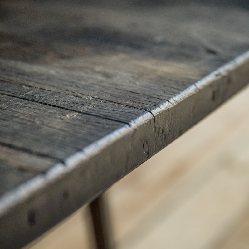 Plateau de table CARACAS à partir de vieux fond de wagon en bois exotique