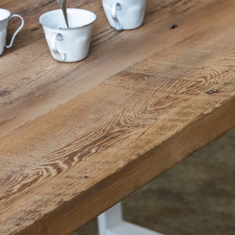Plateau de table HELSINKI à partir de vieux plancher pin blanc/orme/frêne brut (qualité rustique avec présence de noeuds) - (longueur max 4000mm) 40x4000 40x4000
